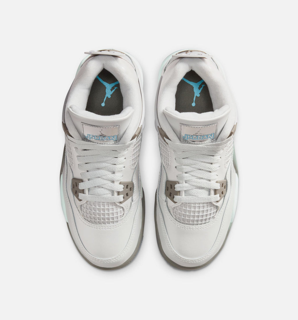 Air Jordan 4 Retro 冰蓝大童款休闲鞋 - 光子灰/冰蓝/平坦钞/白/蓝色山谷