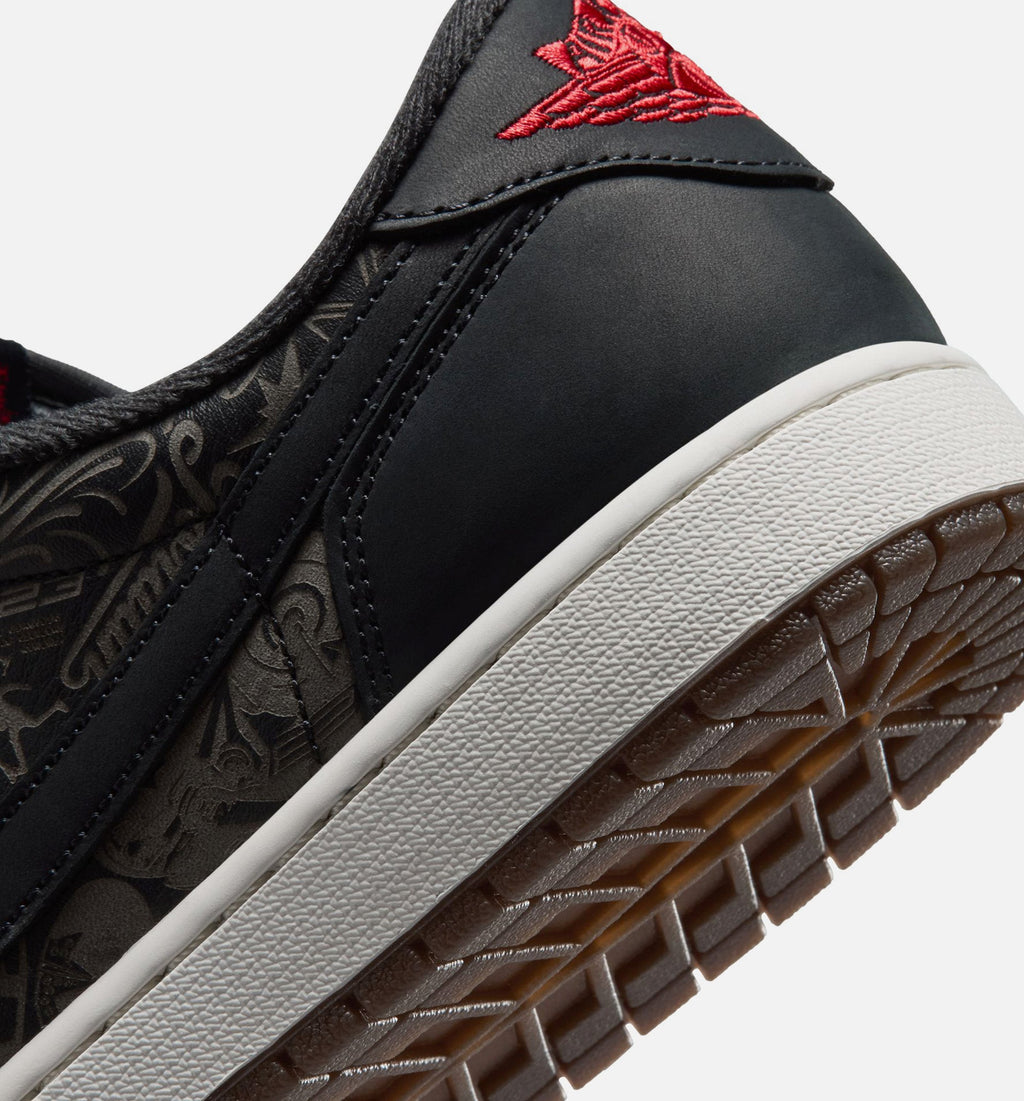 Air Jordan 1 Retro Low OG 激光黑红男款休闲鞋 - 黑/大学红/峰白