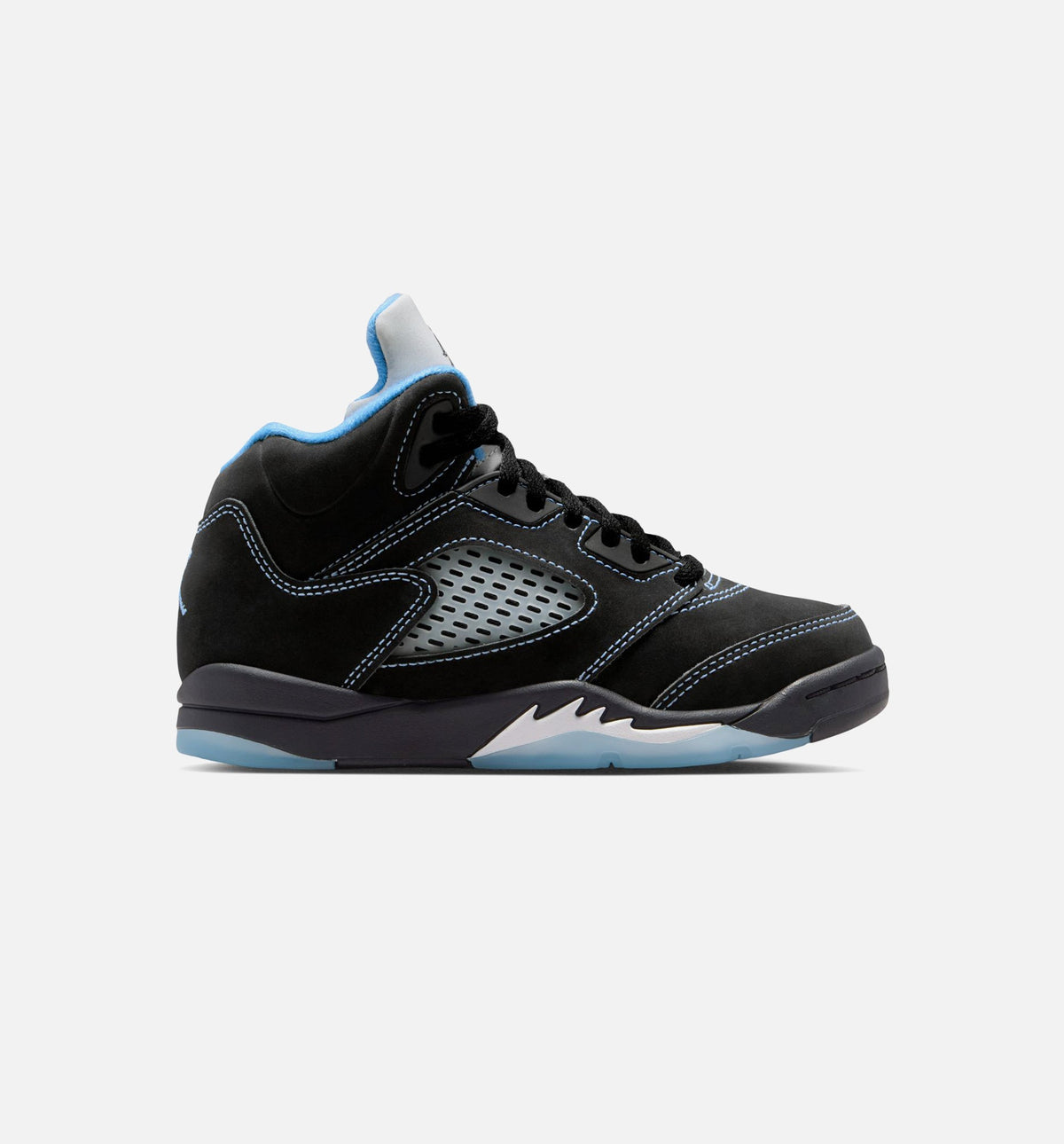 Air Jordan 5 Retro 黑色卡罗莱纳学前款休闲鞋 - 黑/大学蓝/白