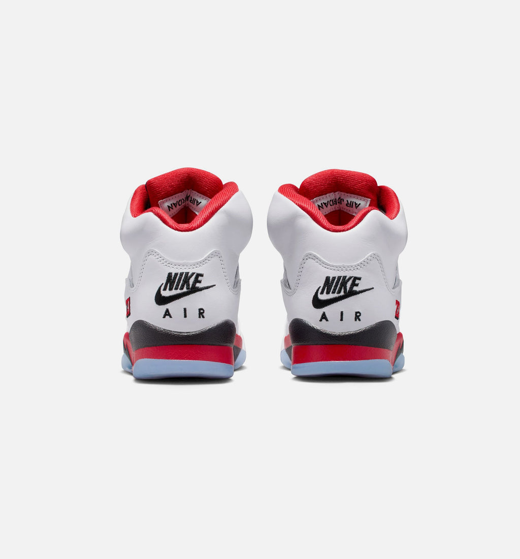 Air Jordan 5 Retro 火红大童款休闲鞋 - 白/火红/黑