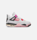Air Jordan 4 Retro 漫画大童款休闲鞋 - 迎面白/火焦粉/炙烂灰