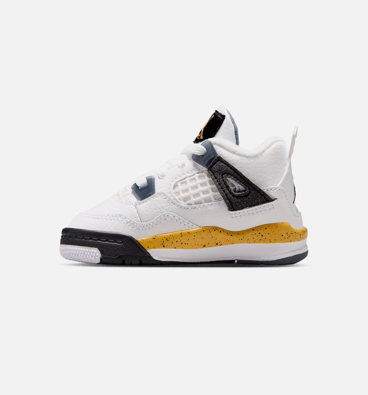 Air Jordan 4 Retro 稀有空气巡游黄婴幼儿款休闲鞋 - 白/深蓝灰/黑/巡游黄