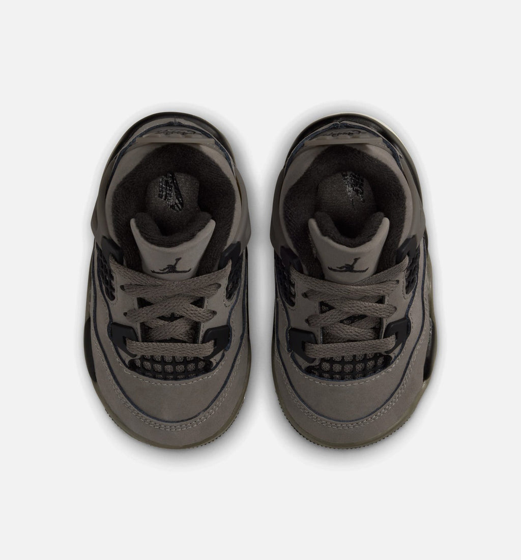 Air Jordan 4 Retro 洞石与黑婴幼儿款休闲鞋 - 洞石/黑/月亮粒子