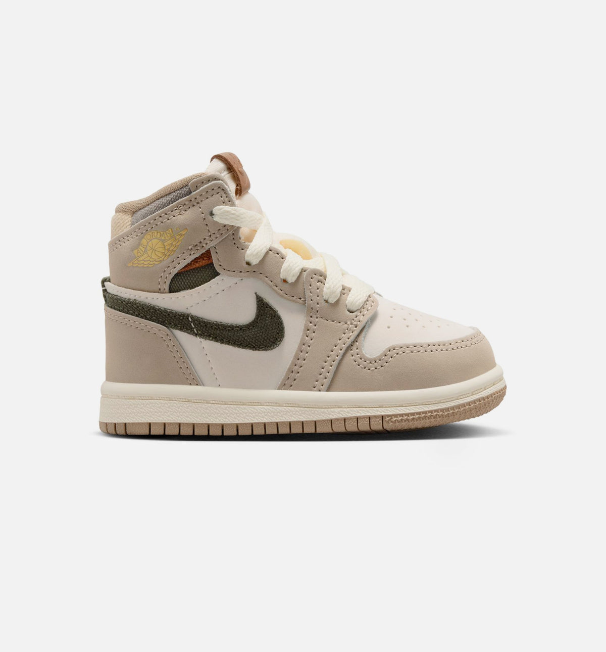 Air Jordan 1 Retro High OG 婴幼儿款休闲鞋 - 卡其/帆白/椰子奶白/卡其荔联
