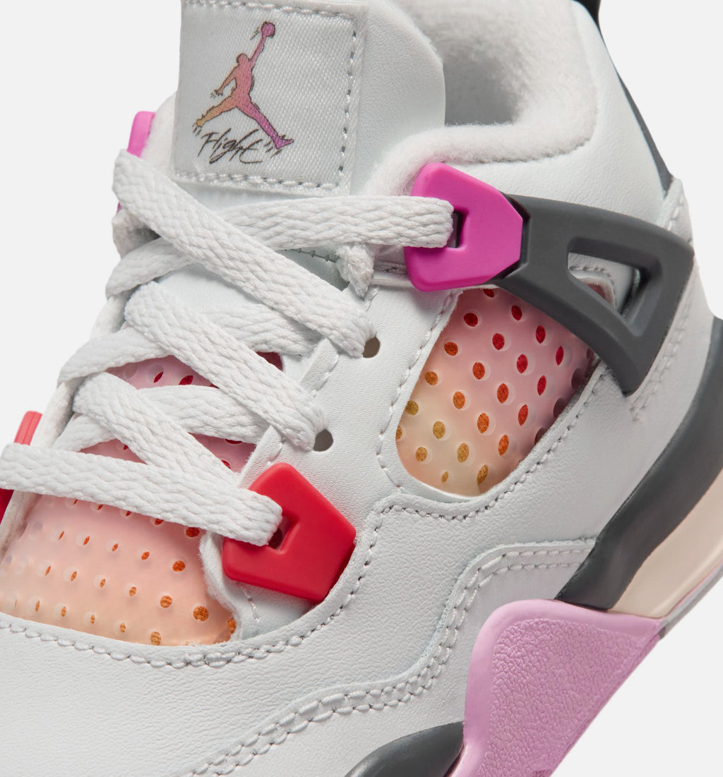 Air Jordan 4 Retro 漫画婴幼儿款休闲鞋 - 迎面白/火焦粉/炙烂灰