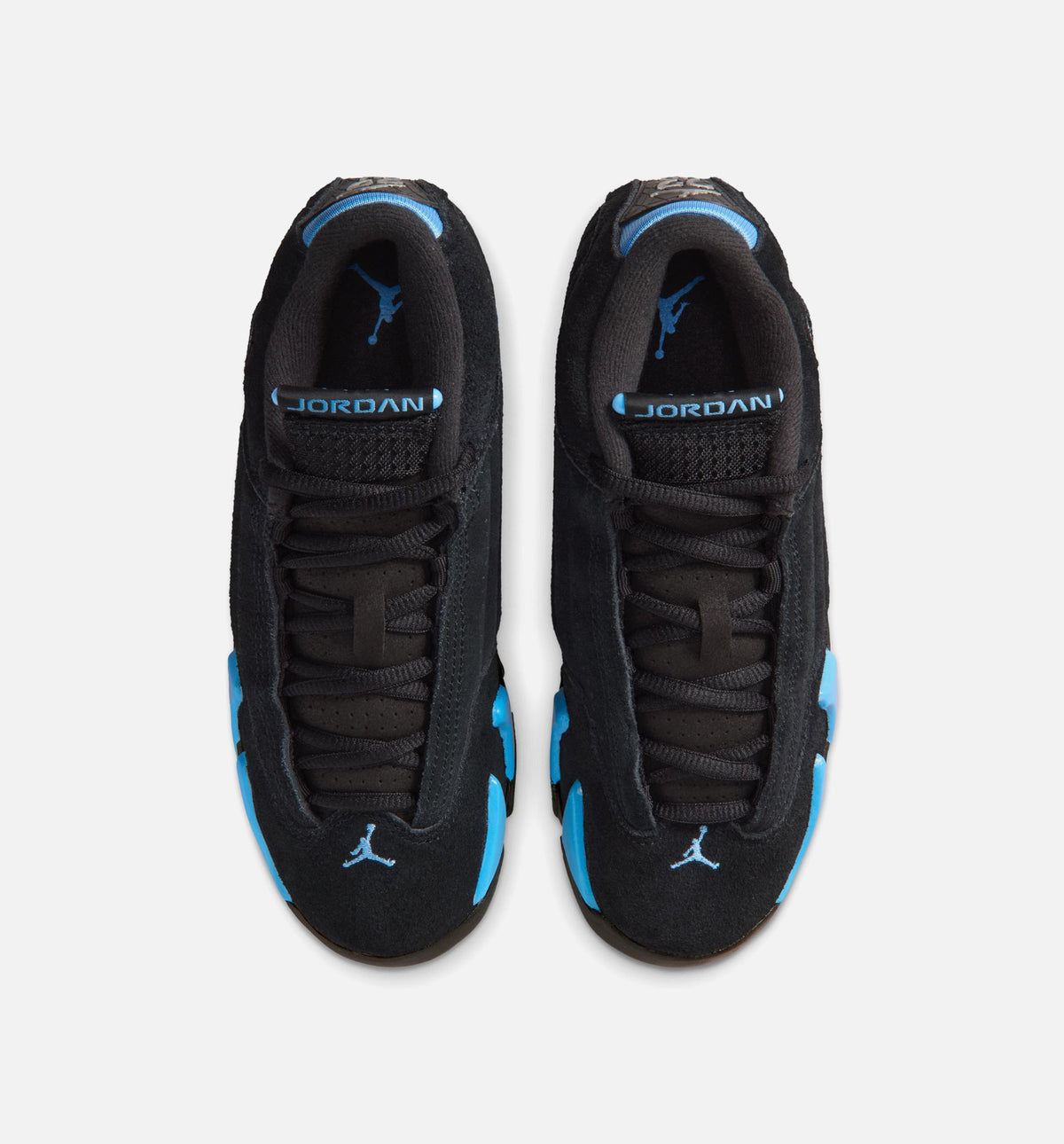 Air Jordan 14 Retro 黑色大学蓝大童款休闲鞋 - 黑/白/大学蓝