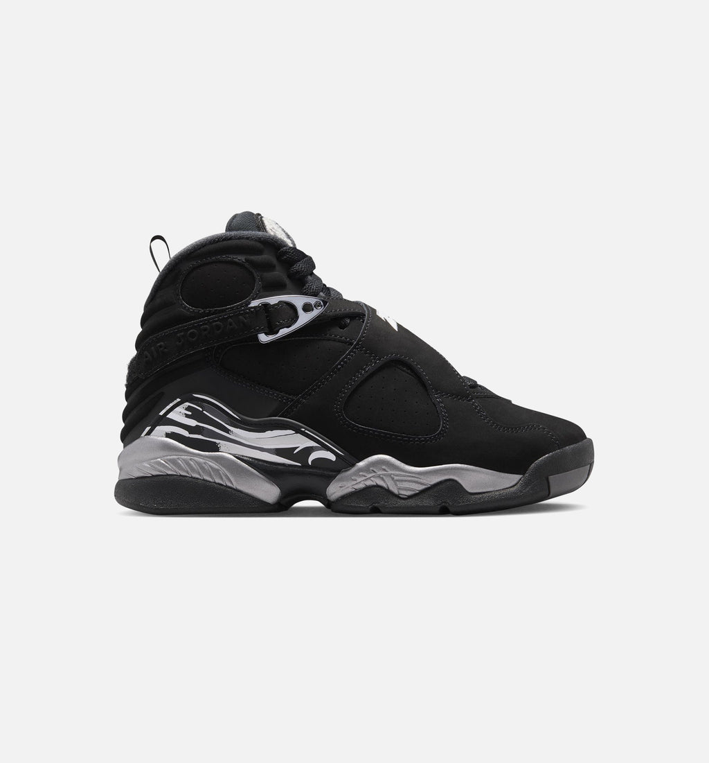 Air Jordan 8 Retro 锈黑浅灰大童款休闲鞋 - 黑/白/浅石墨灰