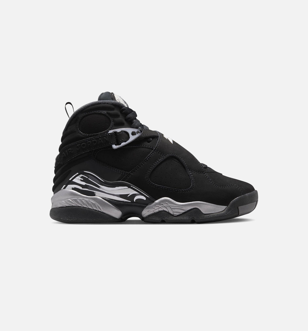 Air Jordan 8 Retro 锈黑浅灰大童款休闲鞋 - 黑/白/浅石墨灰