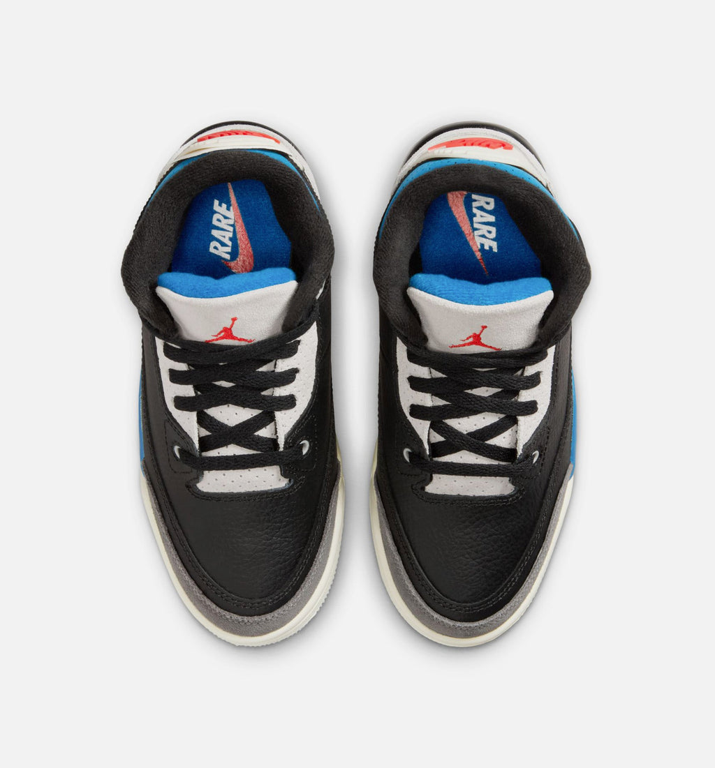 Air Jordan 3 Retro OG 稀有气学前款休闲鞋 - 黑/智利红/中性灰