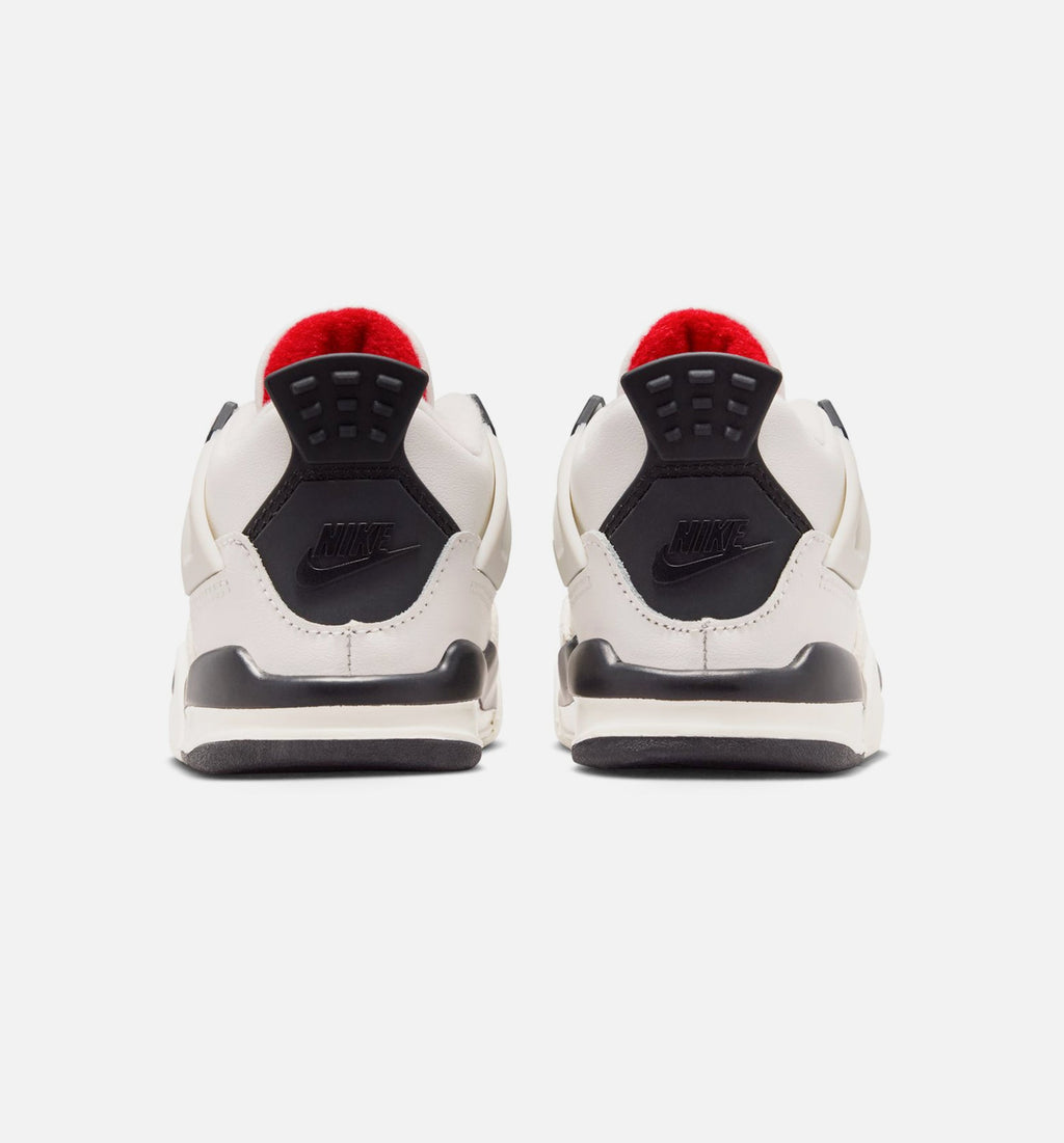 Air Jordan 4 Retro 飞行信件婴幼儿款休闲鞋 - 帆白/黑/大学红