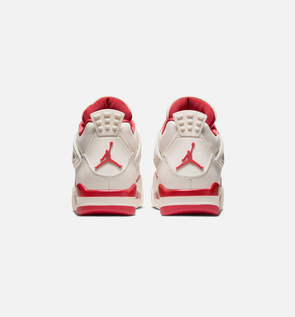 Air Jordan 4 Retro 情人节女款休闲鞋 - 淡象牙/山岡红/烟火红