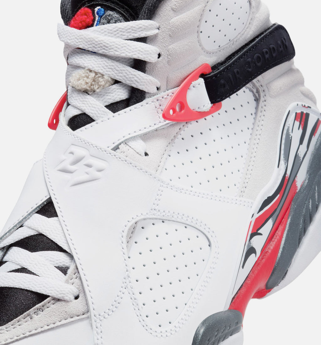 Air Jordan 8 Retro 白色与纯红男款休闲鞋 - 白/黑/纯红