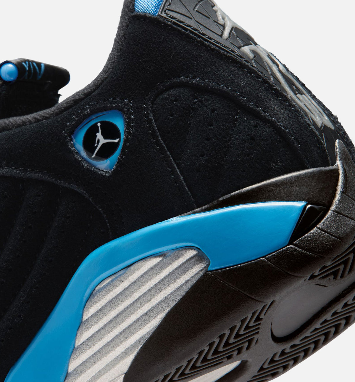 Air Jordan 14 Retro 黑色大学蓝大童款休闲鞋 - 黑/白/大学蓝