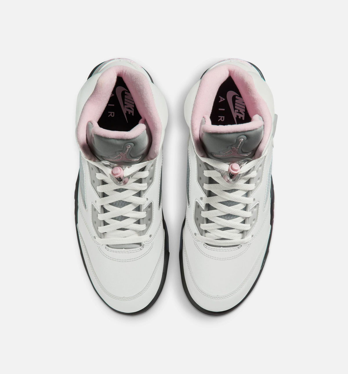 Air Jordan 5 Retro 中柔粉男款休闲鞋 - 白/柔粉/黑