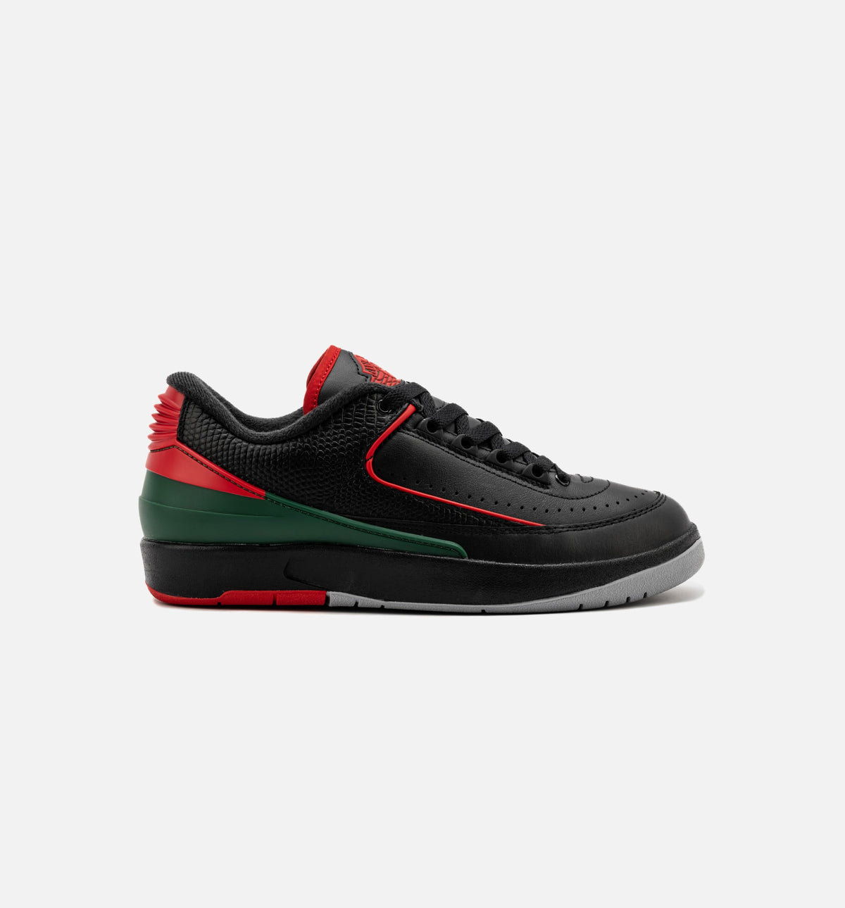 Air Jordan 2 Retro Low 圣诞大童款休闲鞋 - 黑/火红/水泥灰