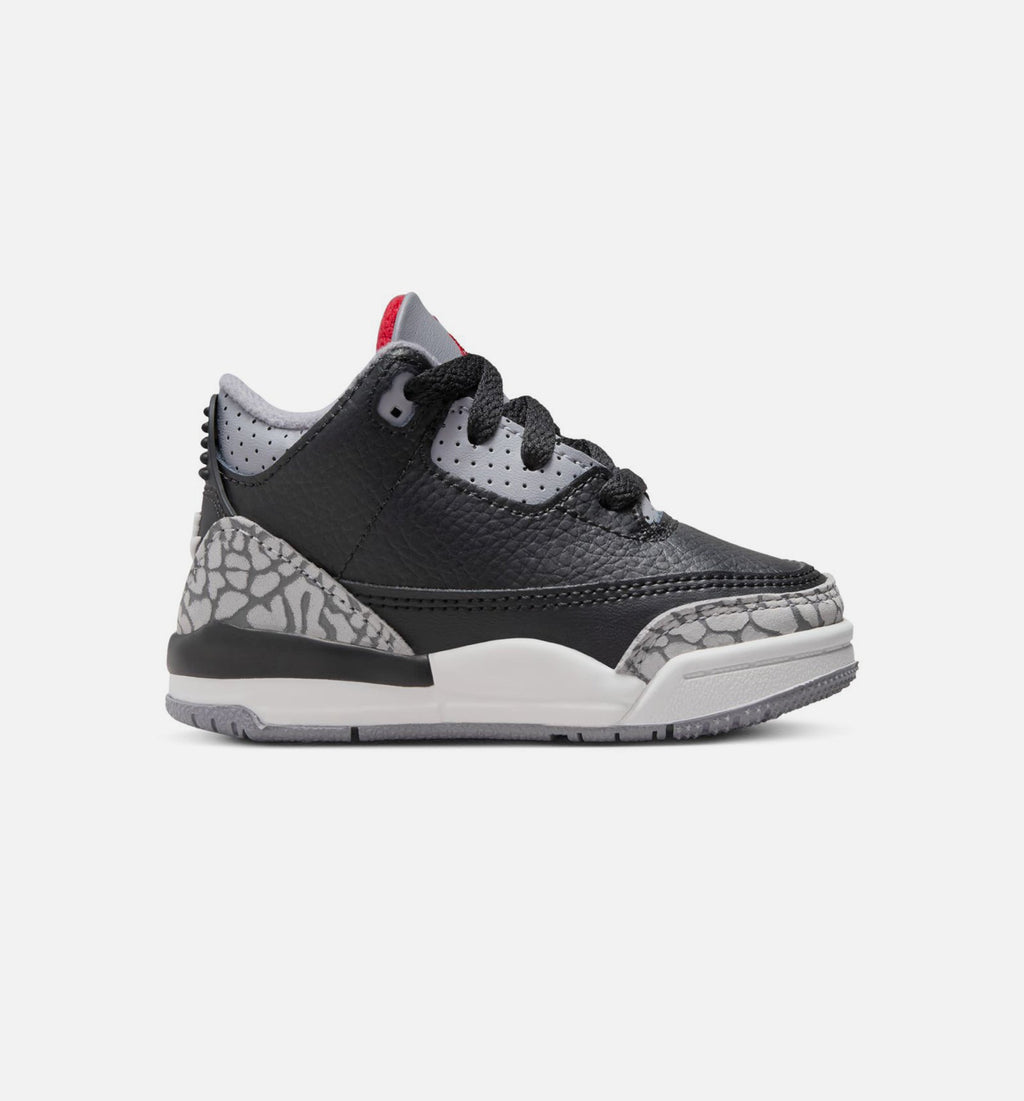 Air Jordan 3 Retro 黑水泥婴幼儿款休闲鞋 - 黑/火红/水泥灰/峰白