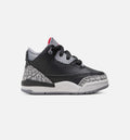 Air Jordan 3 Retro 黑水泥婴幼儿款休闲鞋 - 黑/火红/水泥灰/峰白