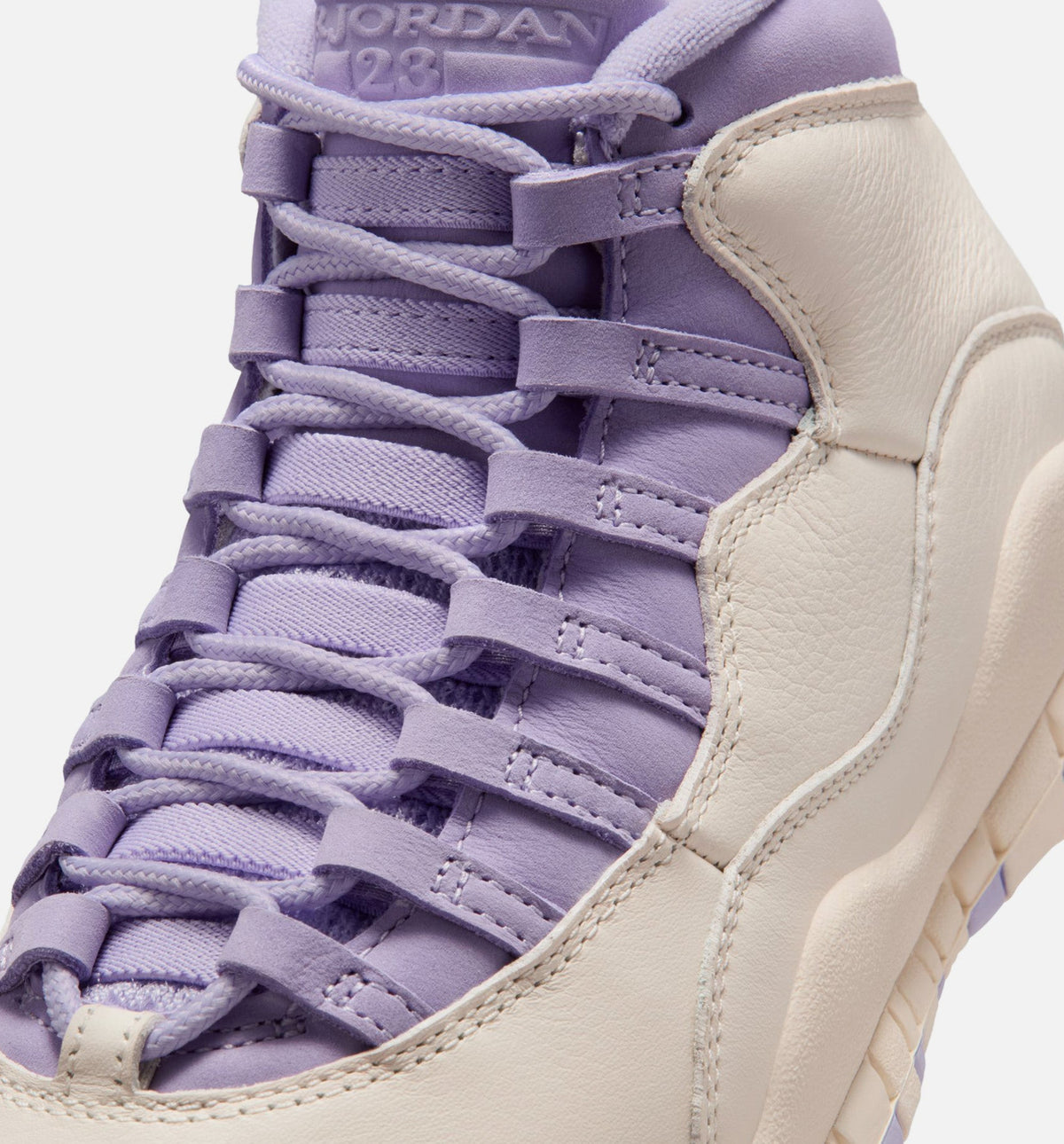 Air Jordan 10 Retro 绣球花女款休闲鞋 - 粉笔白/绣球花/野葛紫