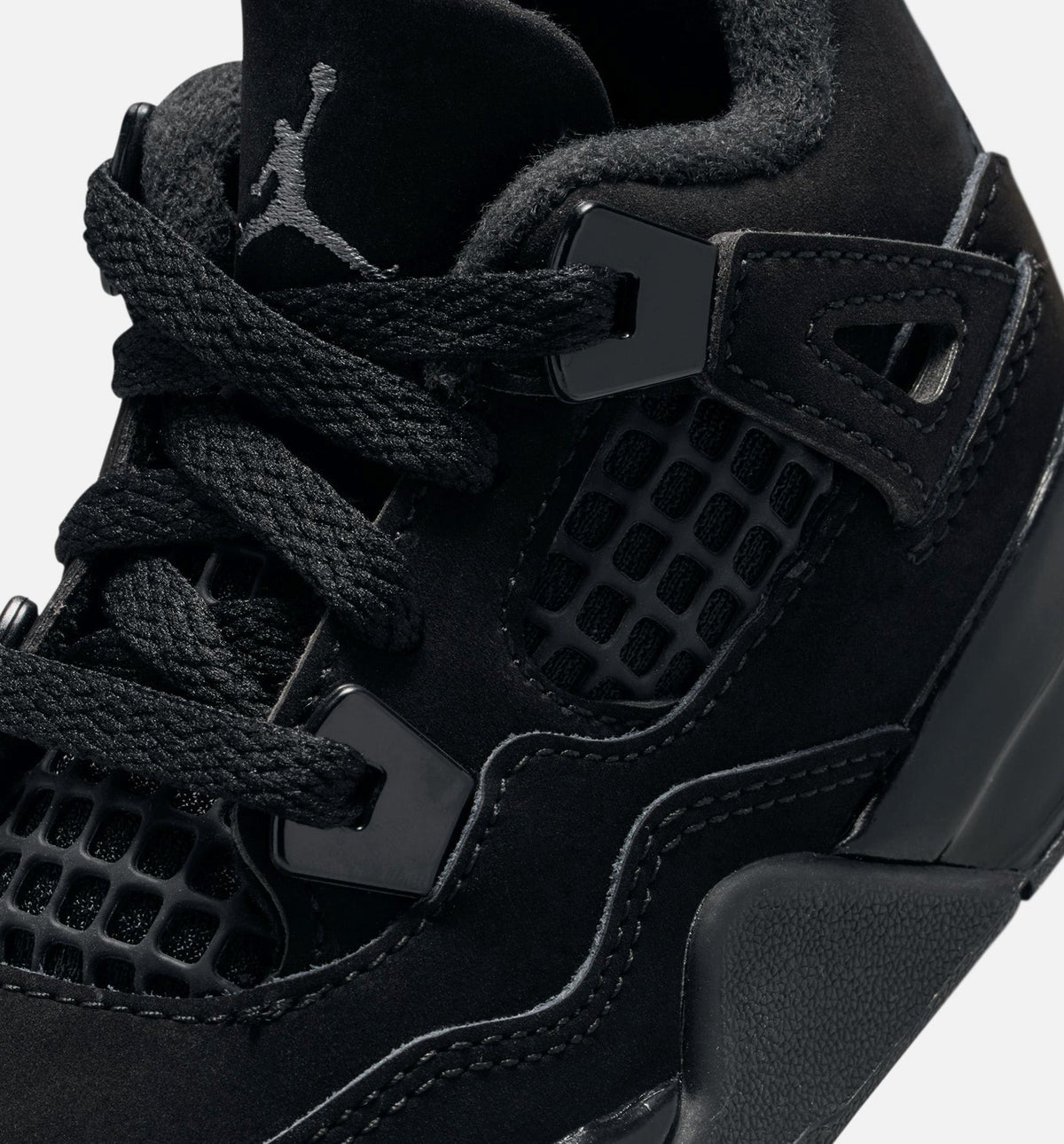 Air Jordan 4 Retro 黑猫婴幼儿款休闲鞋 - 黑/黑/淡石墨
