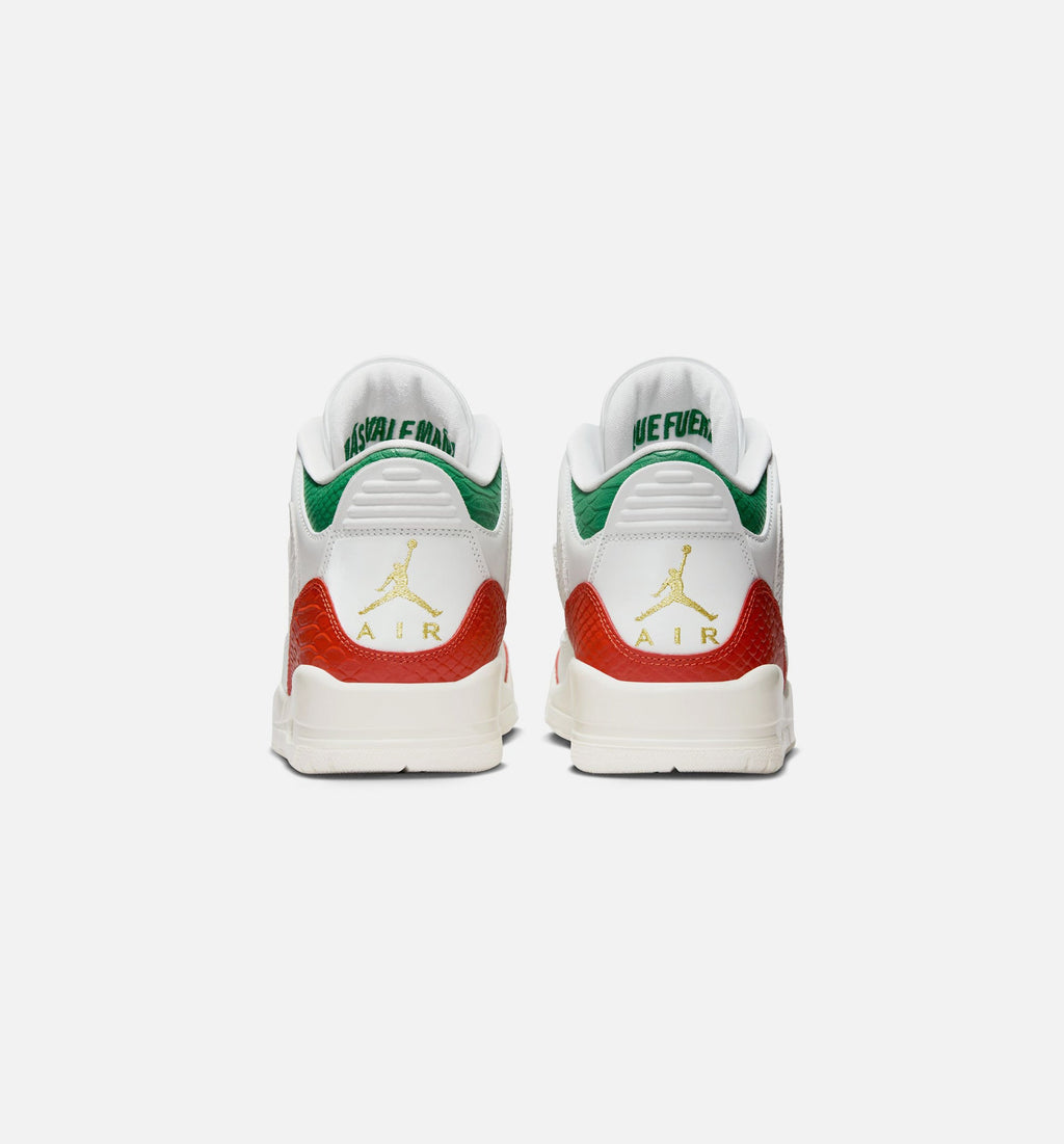 Air Jordan 3 Retro El Vuelo 男款休闲鞋 - 峰白/松绿/龙红/金属金