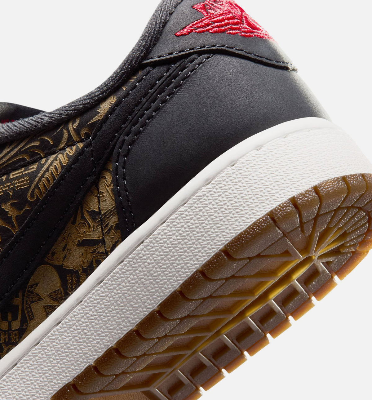 Air Jordan 1 Retro Low OG 激光黑红大童款休闲鞋 - 黑/大学红/峰白