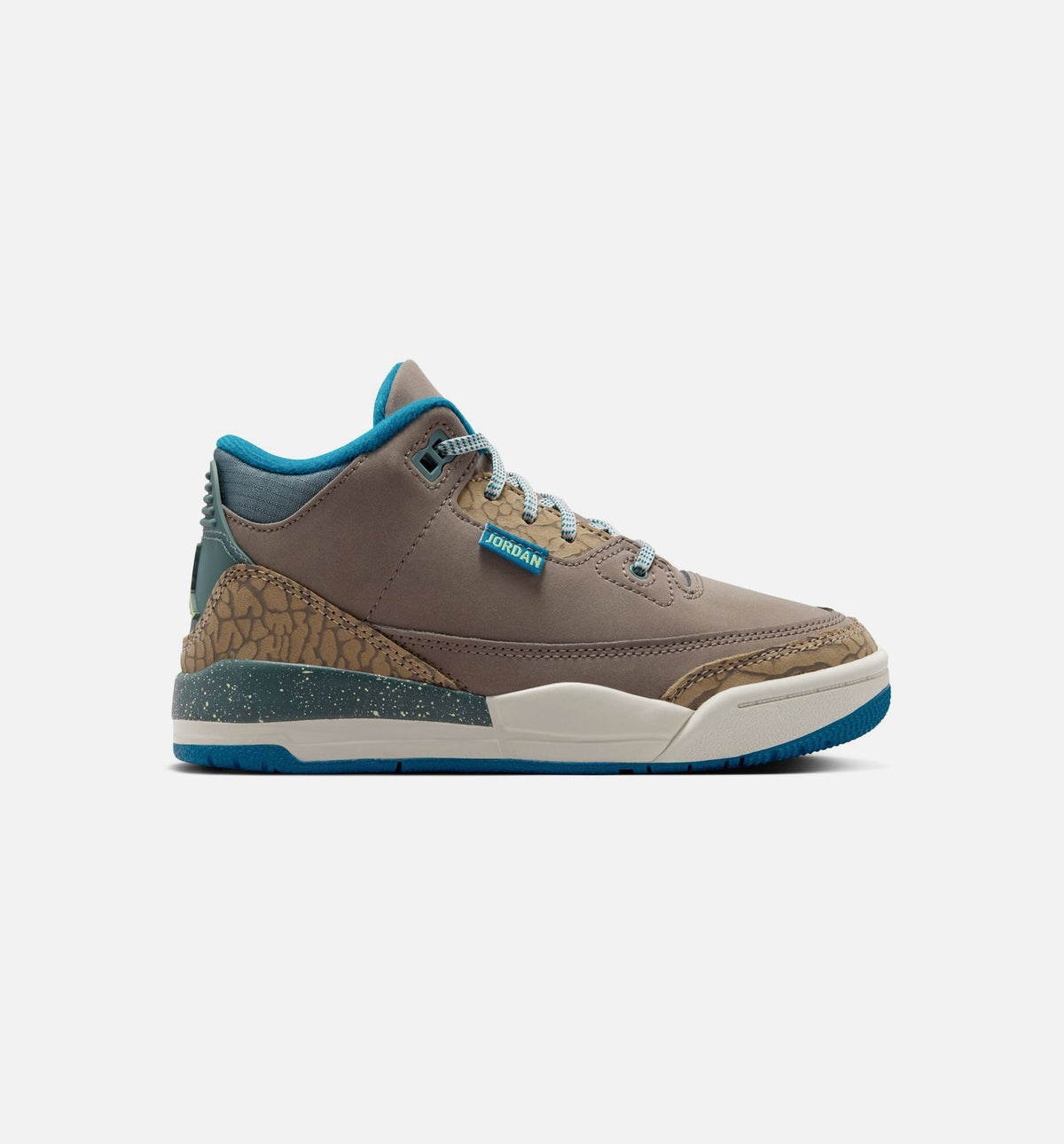 Air Jordan 3 Retro 橄榄灰学龄前款休闲鞋 - 橄榄灰/绿色深渊/卡奈/海玻璃