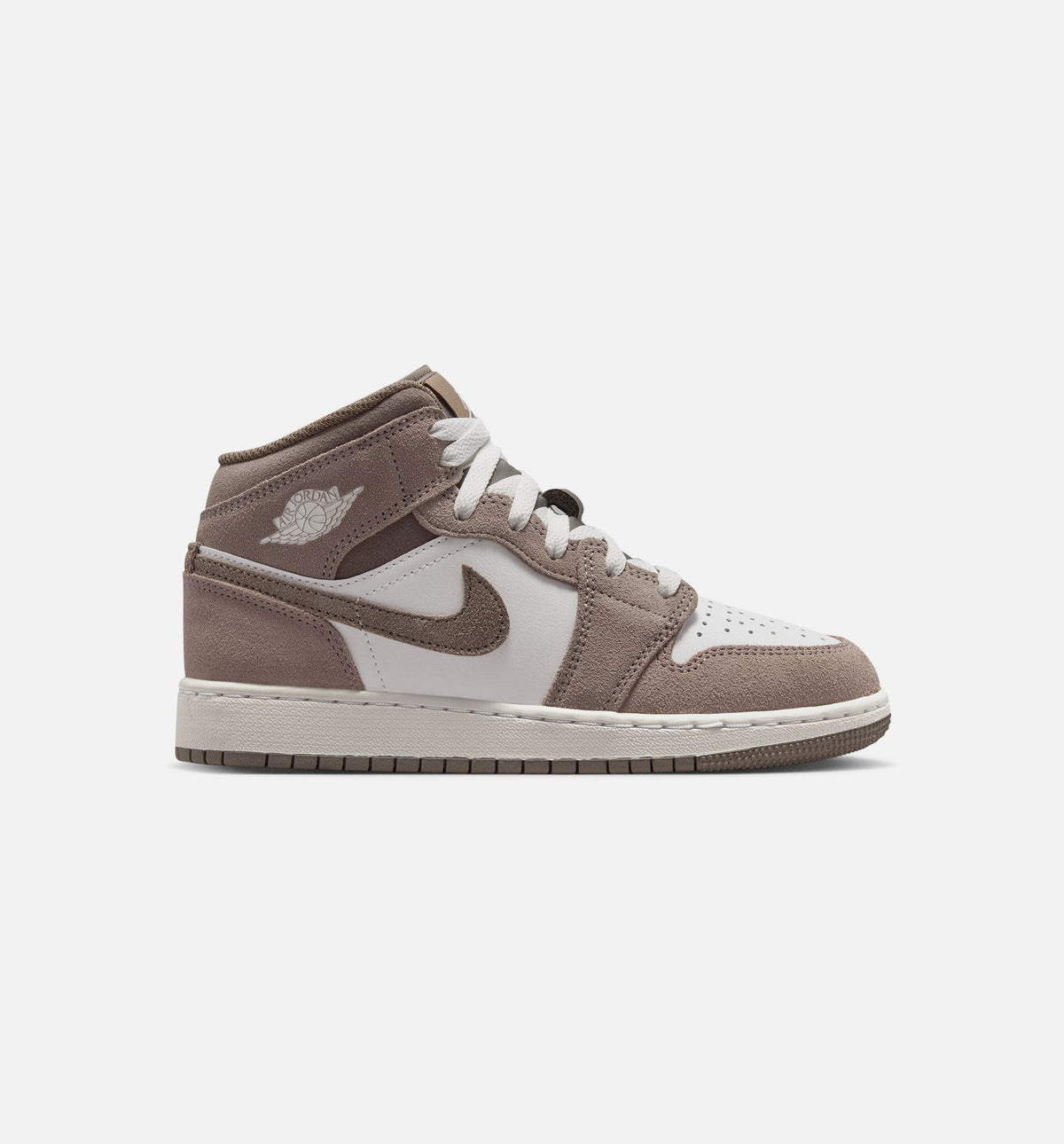 Air Jordan 1 Mid 大童款休闲鞋 - 谜石/橄榄灰/峰白