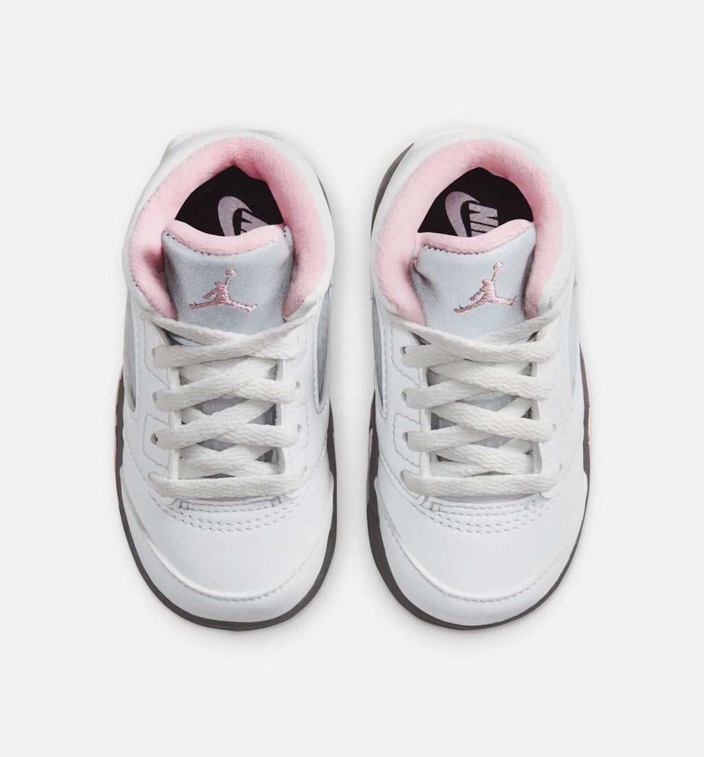 Air Jordan 5 Retro 中柔粉婴幼儿款休闲鞋 - 白/黑/中柔粉