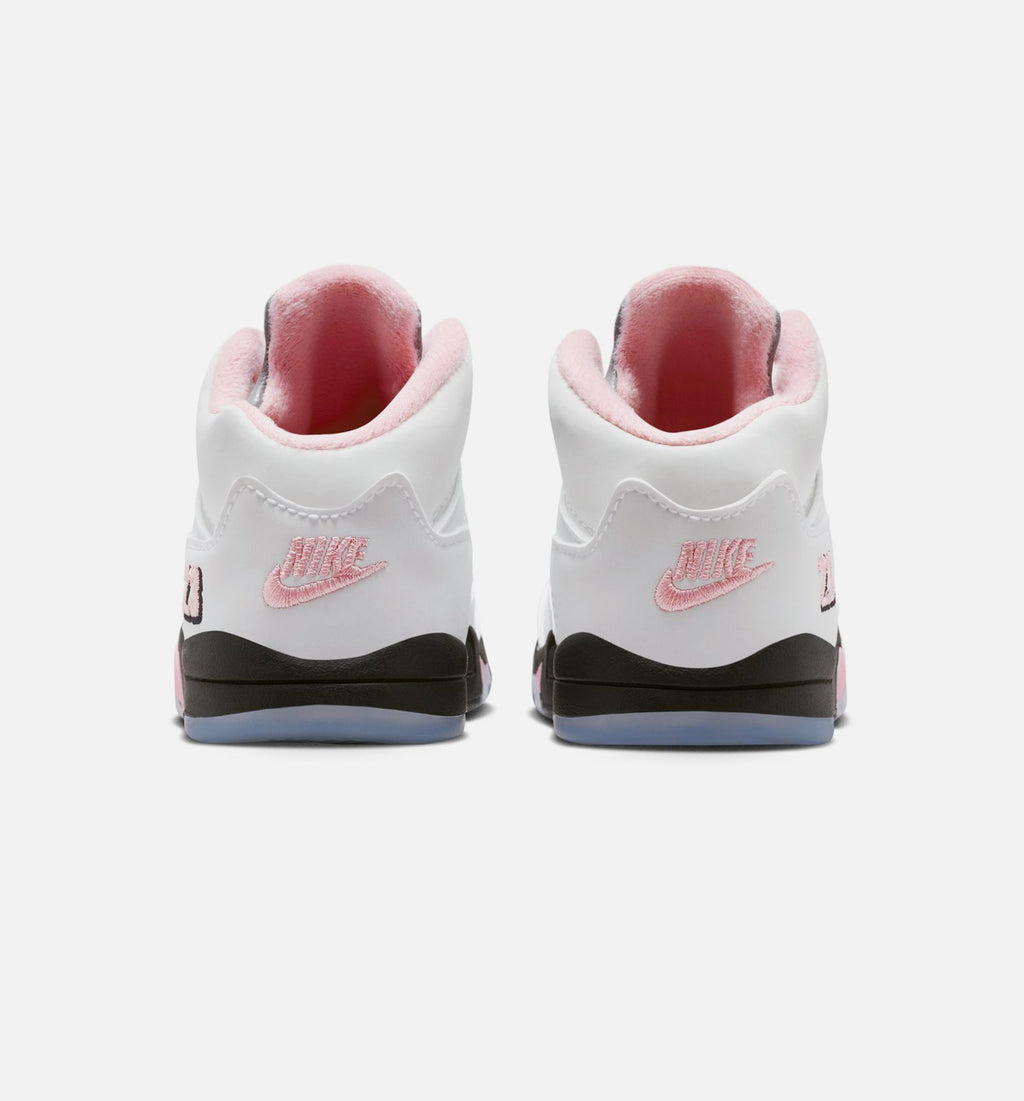 Air Jordan 5 Retro 中柔粉婴幼儿款休闲鞋 - 白/黑/中柔粉