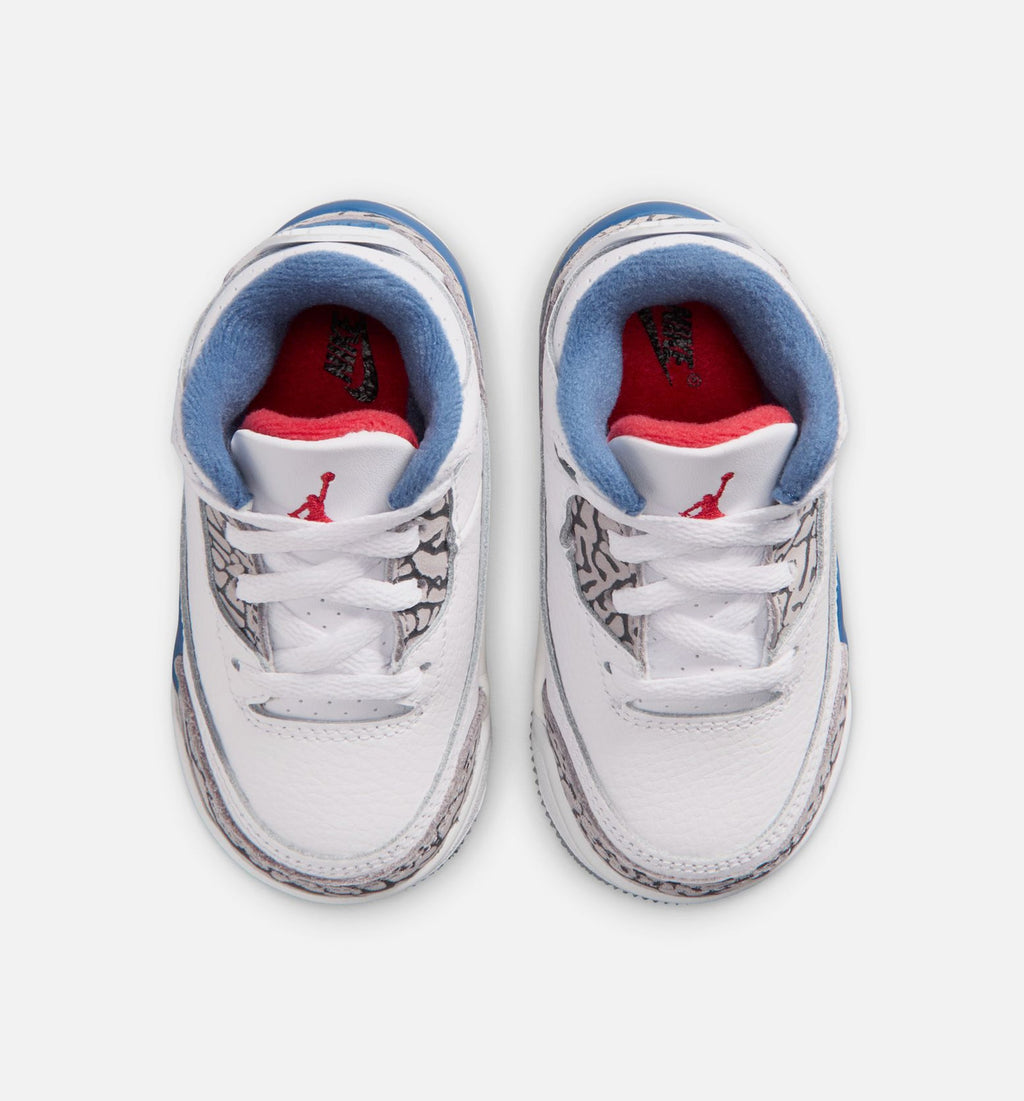 Air Jordan 3 Retro OG 真蓝婴幼儿款休闲鞋 - 白/火红/真蓝