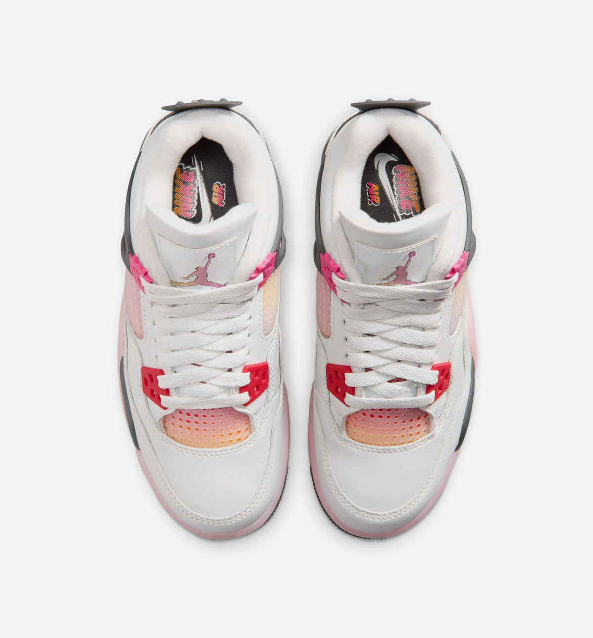 Air Jordan 4 Retro 漫画大童款休闲鞋 - 迎面白/火焦粉/炙烂灰