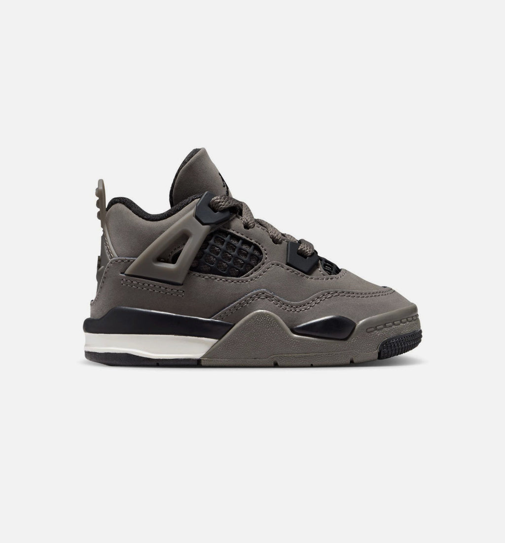 Air Jordan 4 Retro 洞石与黑婴幼儿款休闲鞋 - 洞石/黑/月亮粒子