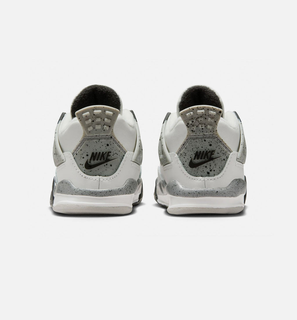Air Jordan 4 Retro 白水泥婴幼儿款休闲鞋 - 峰川白/火红/水泥灰/黑