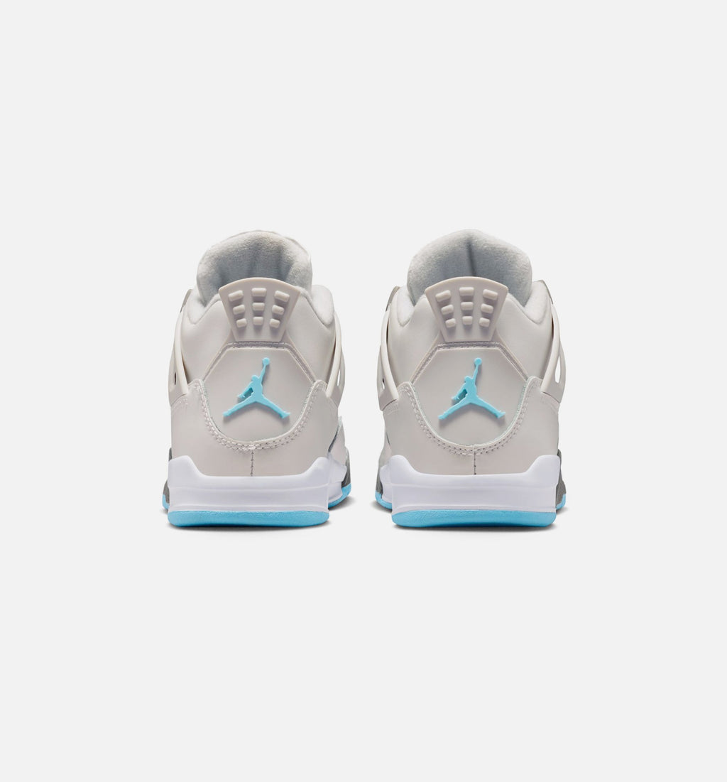 Air Jordan 4 Retro 冰蓝学前款休闲鞋 - 光子灰/冰蓝/平坦钞/白/蓝色山谷