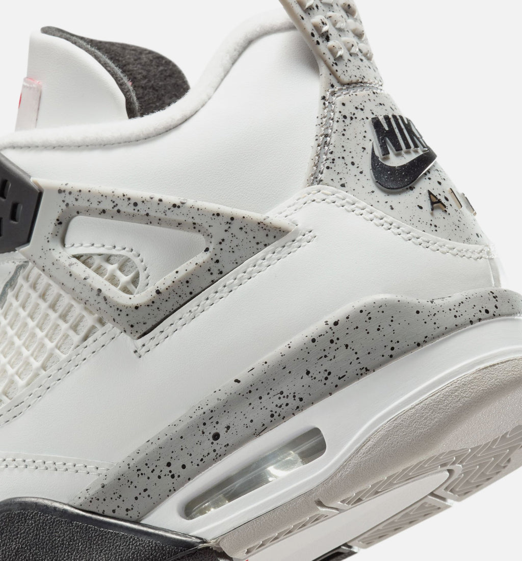 Air Jordan 4 Retro 白水泥大童款休闲鞋 - 峰川白/火红/水泥灰/黑