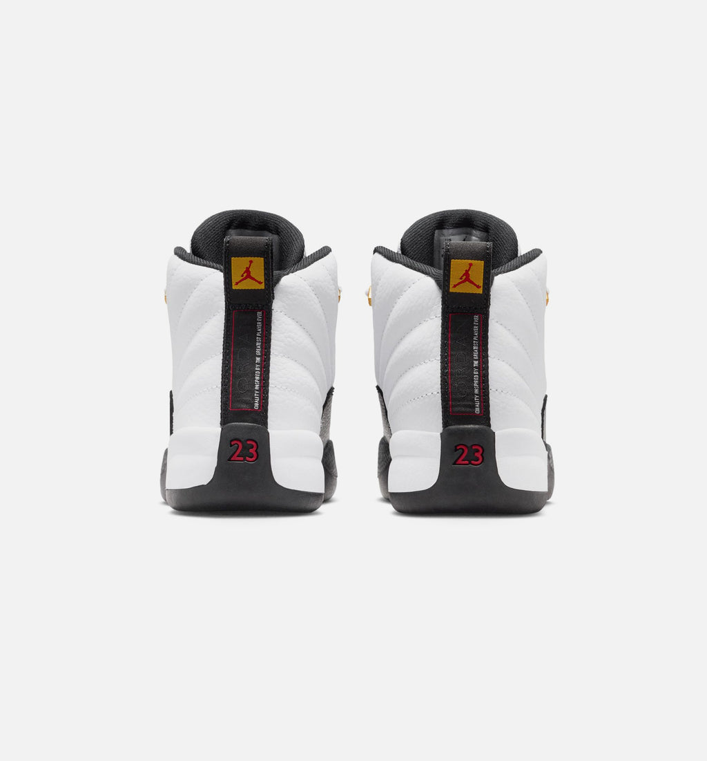 Air Jordan 12 Retro 出租车黄婴幼儿款休闲鞋 - 白/黑/出租车黄