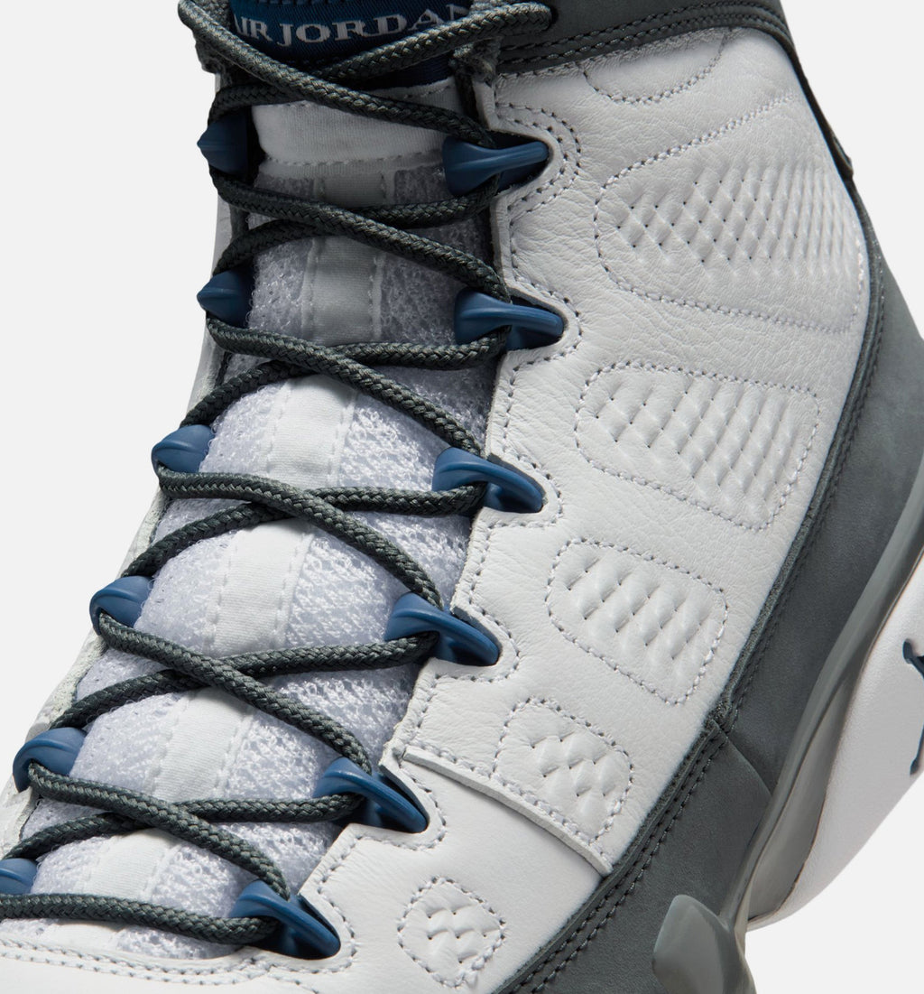 Air Jordan 9 Retro 燧石灰与法国蓝男款休闲鞋 - 白/法国蓝/燧石灰