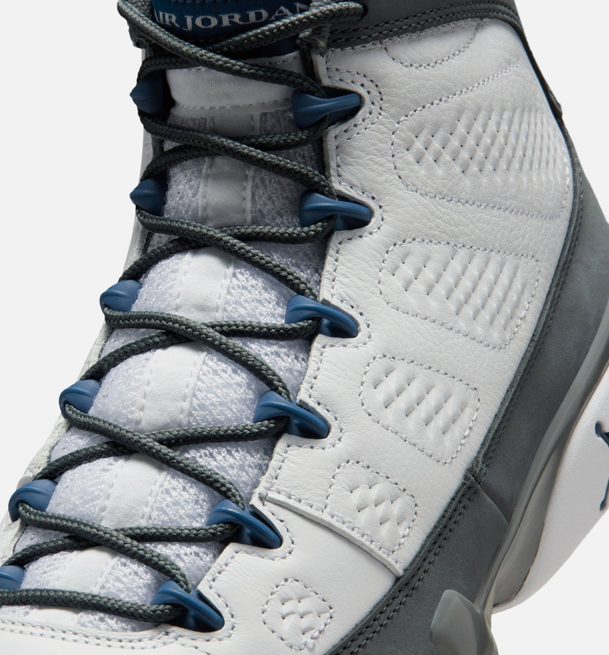 Air Jordan 9 Retro 燧石灰与法国蓝男款休闲鞋 - 白/法国蓝/燧石灰