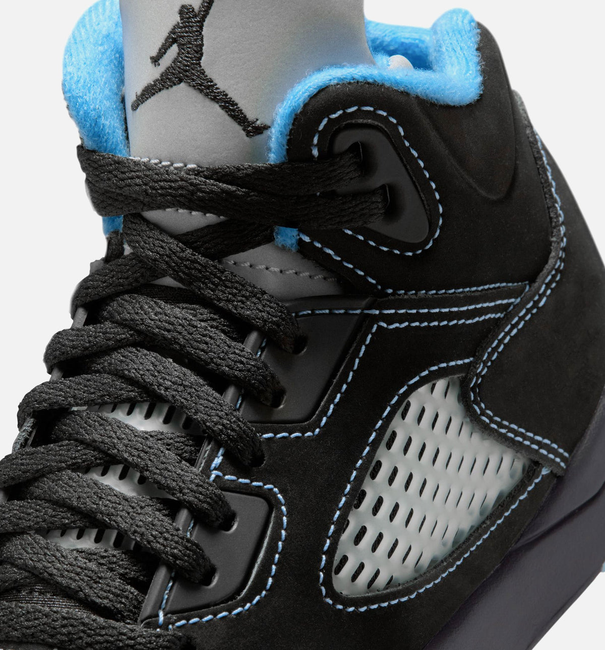 Air Jordan 5 Retro 黑色卡罗莱纳学前款休闲鞋 - 黑/大学蓝/白