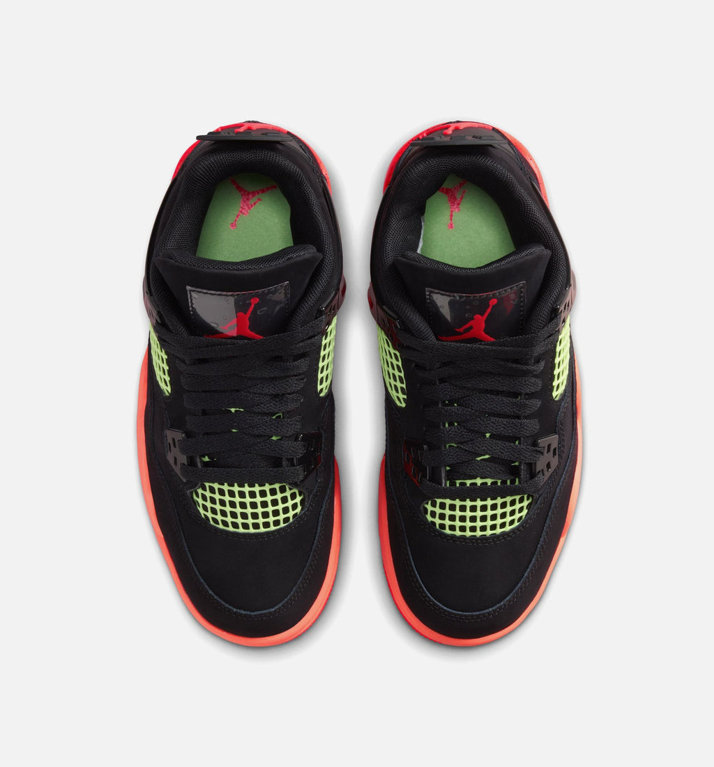 Air Jordan 4 Retro 黑色红外线23大童款休闲鞋 - 黑/红外线23/亮芒果