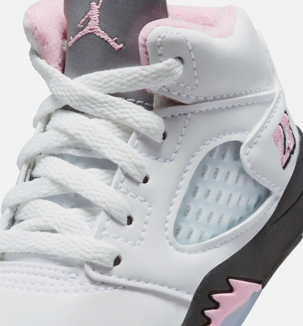 Air Jordan 5 Retro 中柔粉婴幼儿款休闲鞋 - 白/黑/中柔粉