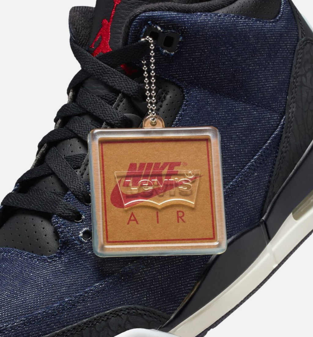 Air Jordan 3 x Levi's 靳蓝与体操红男款休闲鞋 - 牛仔布/黑/帆布白