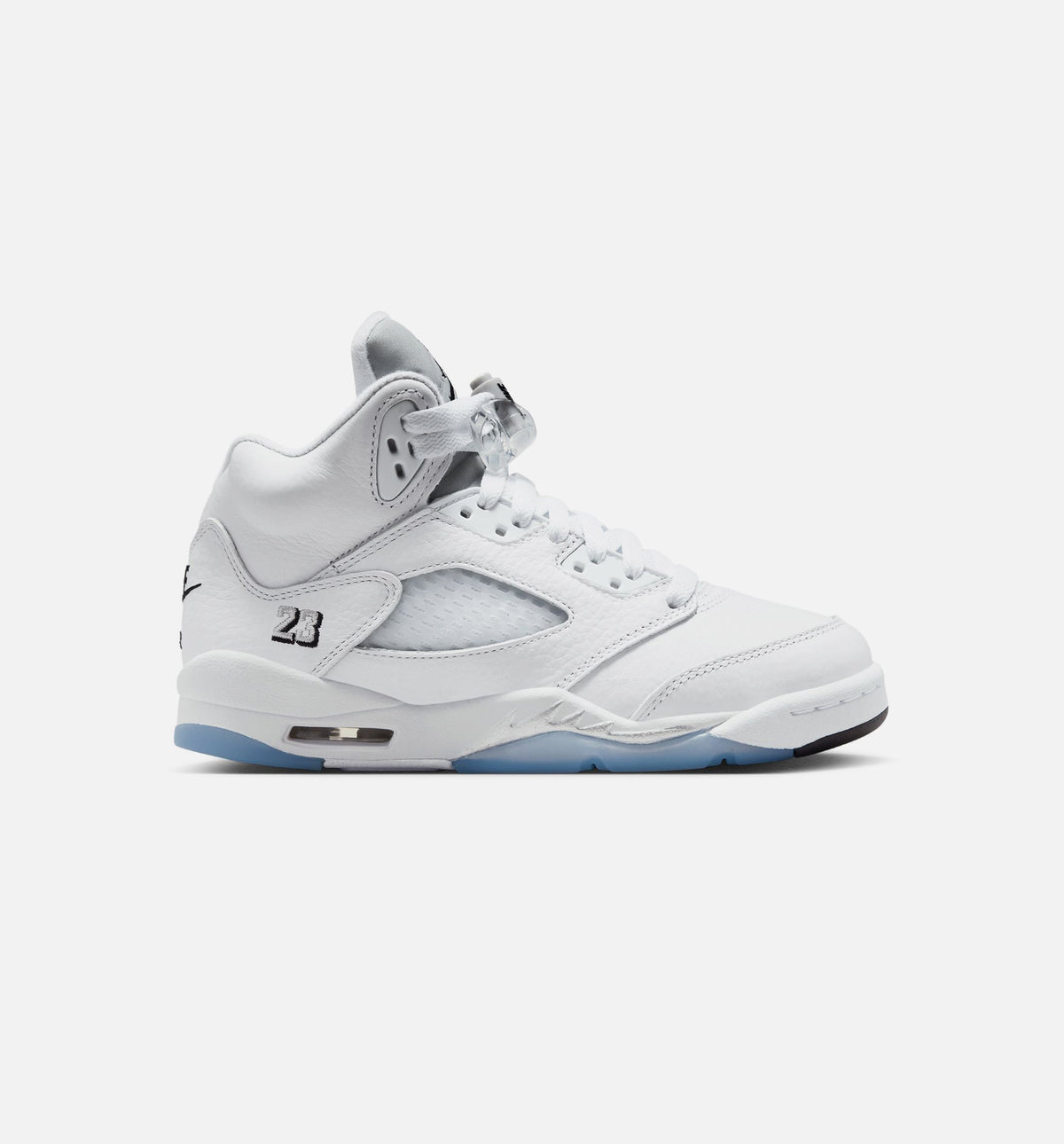 Air Jordan 5 Retro OG 白色金属大童款休闲鞋 - 白/黑/金属银
