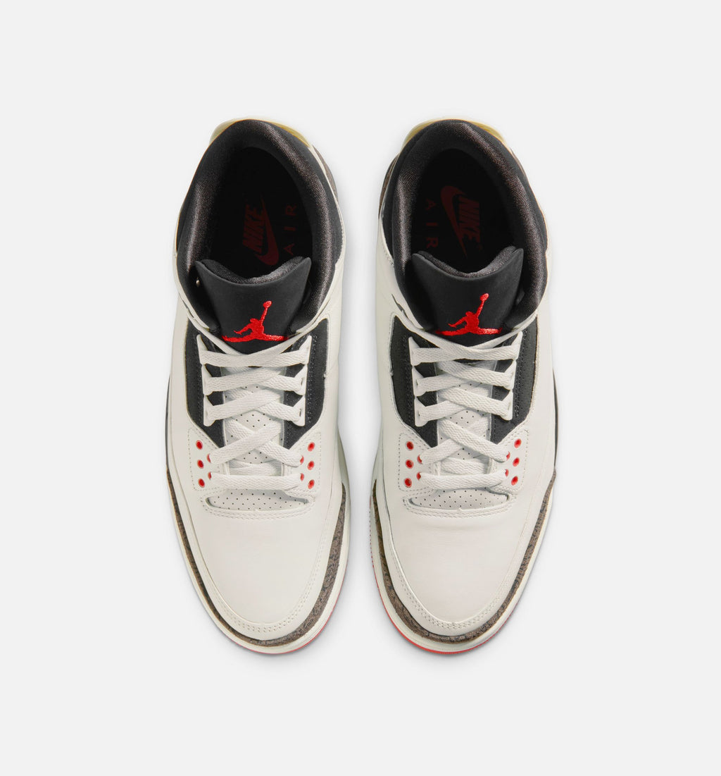 Air Jordan 3 Retro 帆白大学红男款休闲鞋 - 帆白/黑/大学红/淡象牙