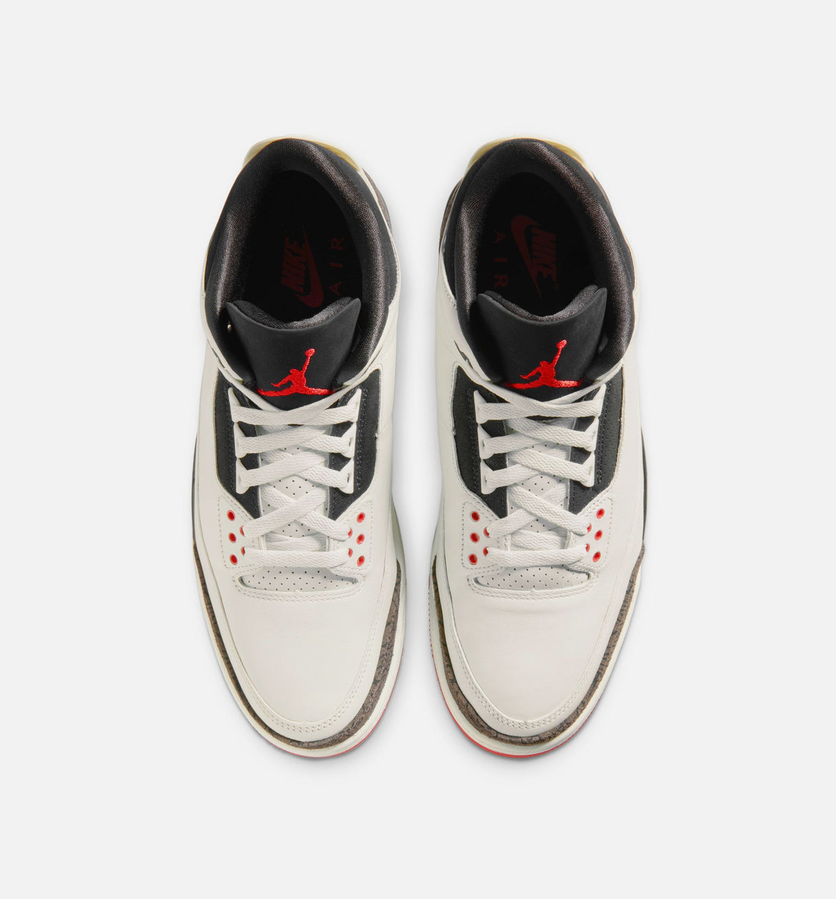 Air Jordan 3 Retro 帆白大学红男款休闲鞋 - 帆白/黑/大学红/淡象牙