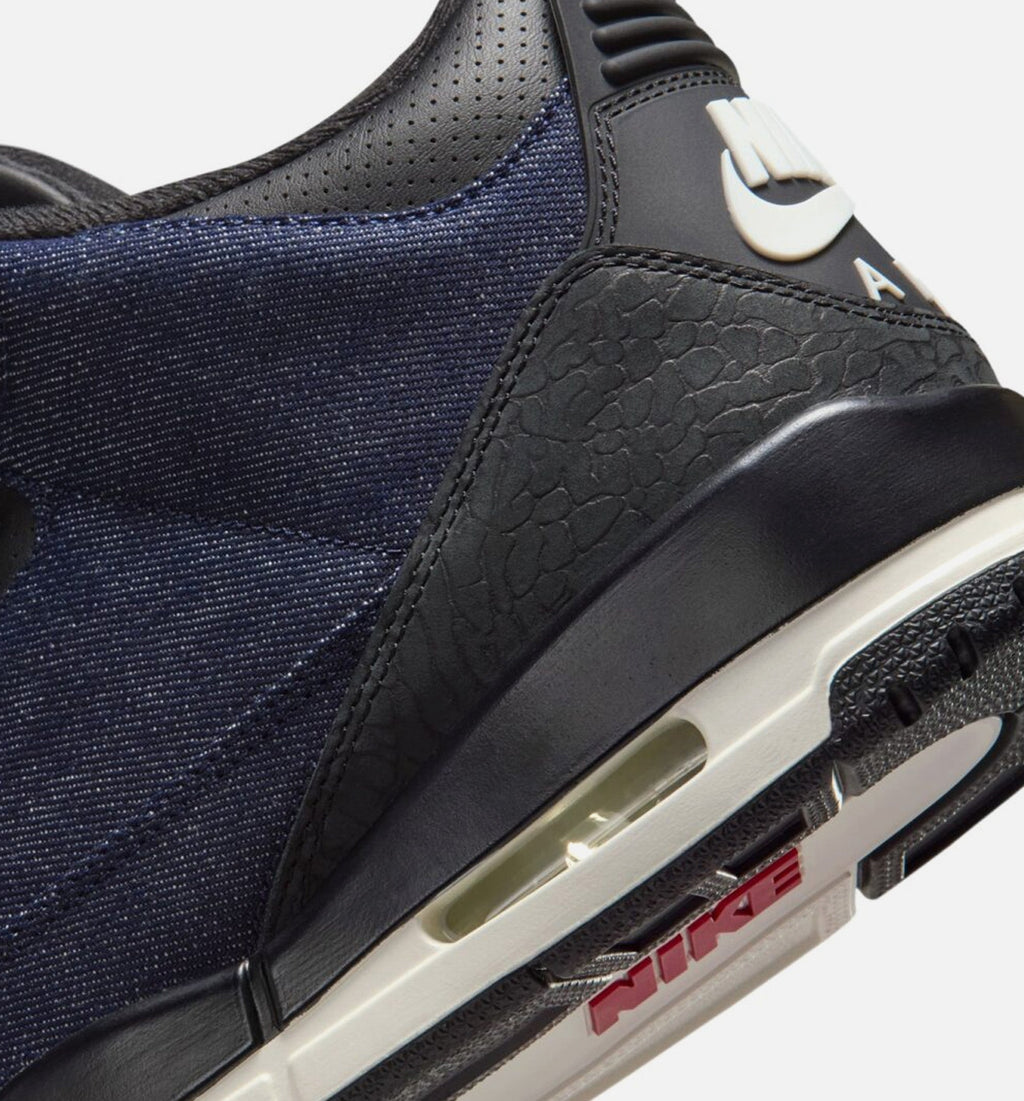 Air Jordan 3 x Levi's 靳蓝与体操红男款休闲鞋 - 牛仔布/黑/帆布白