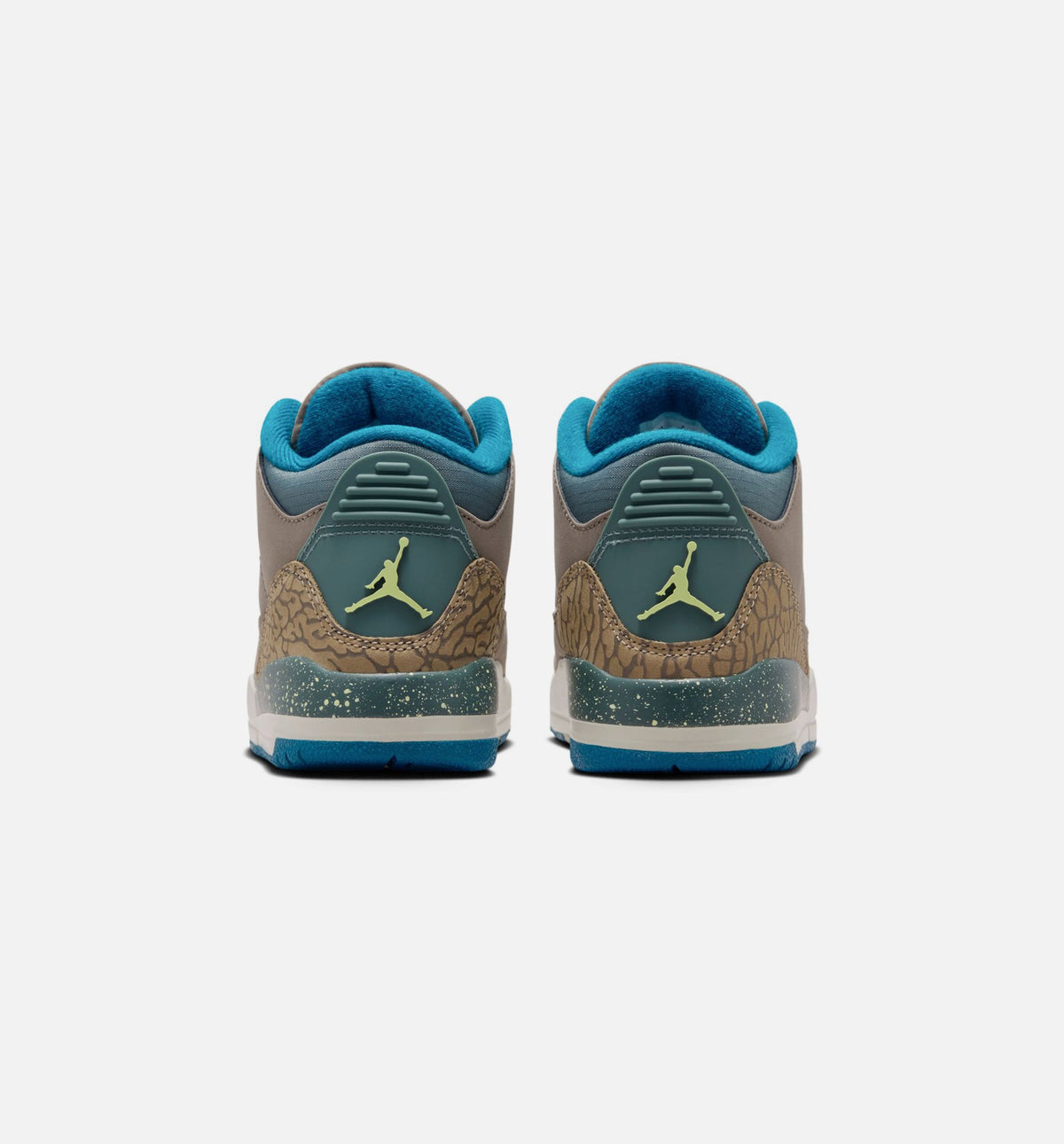 Air Jordan 3 Retro 橄榄灰学龄前款休闲鞋 - 橄榄灰/绿色深渊/卡奈/海玻璃