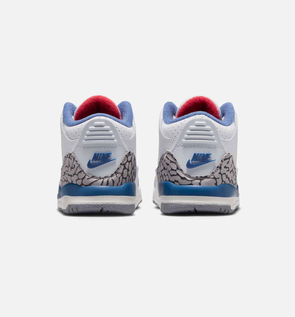 Air Jordan 3 Retro OG 真蓝婴幼儿款休闲鞋 - 白/火红/真蓝