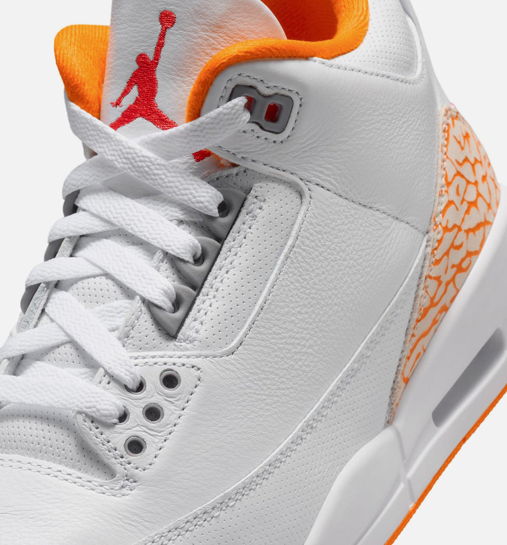 Air Jordan 3 Retro 橙柑女款休闲鞋 - 白/多色