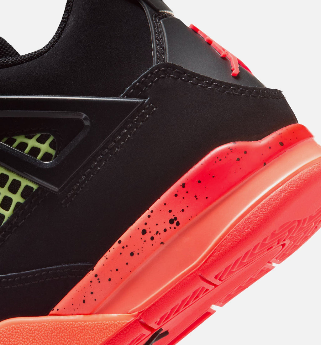Air Jordan 4 Retro 黑色红外线23学前款休闲鞋 - 黑/红外线23/亮芒果